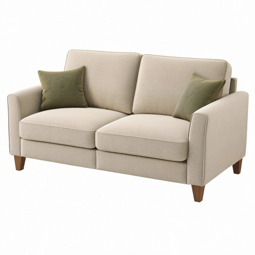 Sofa dwuosobowa 160 x 90 x 85 cm beżowa z tkaniny w stylu nowoczesnym