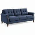 Sofa trzyosobowa 230 x 90 x 88 cm granatowa z tapicerką tekstylną w stylu klasycznym