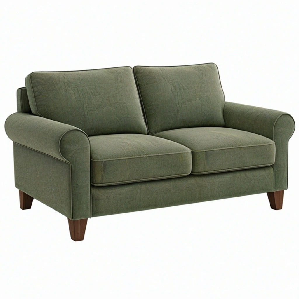 Sofa dwuosobowa 170 x 90 x 88 cm zielona tapicerowana tkaniną w stylu klasycznym