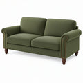 Sofa dwuosobowa 160 x 90 x 90 cm z tkaniny oliwkowa w stylu klasycznym