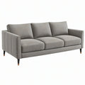 Sofa trzyosobowa 210 x 88 x 85 cm z szarej tkaniny - nowoczesna z metalowymi nogami