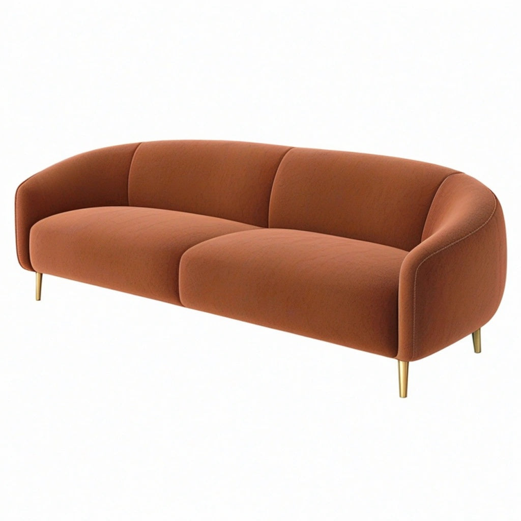 Sofa trzyosobowa 220 x 90 x 78 cm tapicerowana tkaniną terakotowa - styl modernistyczny